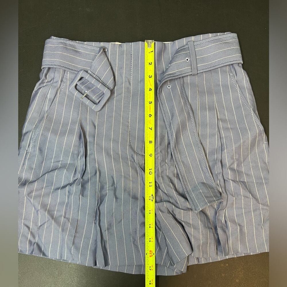 NWT  SANDRO Belted Pleated Striped Twill Shorts Sz US8